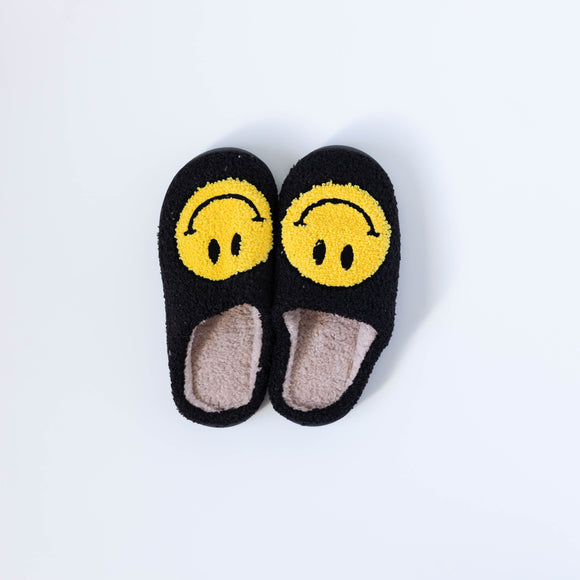 Black Smiley Face Slippers