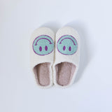 Teal Smiley Face Slippers