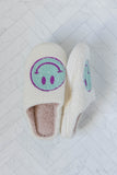 Teal Smiley Face Slippers