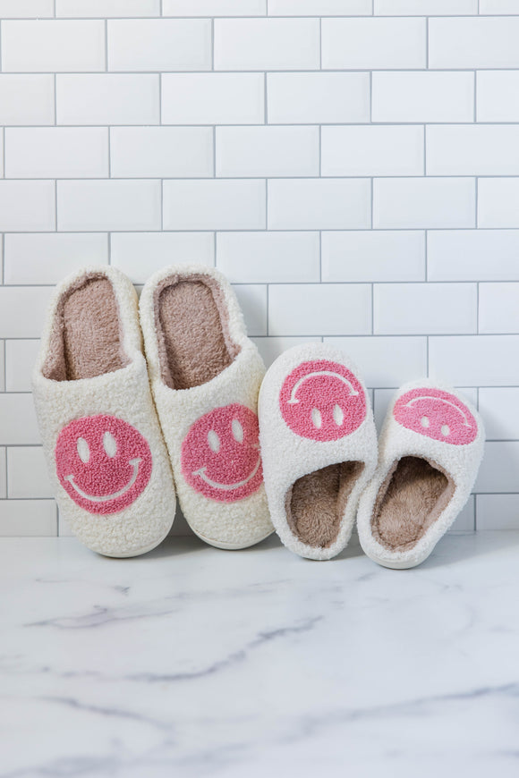 Pink Smiley Face Slippers