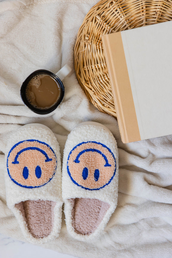 Vintage Yellow Smiley Face Slippers