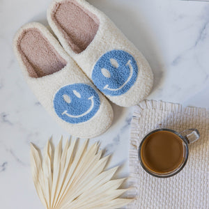 Blue Smiley Face Slippers