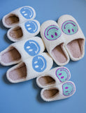 Teal Smiley Face Slippers