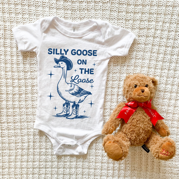 Silly Goose On The Loose- Onesie (Blue/Pink)