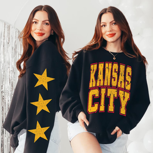 KC Football w/Sleeve Stars (Sweatshirt)- Black