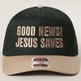Good News Jesus Saves- Trucker Hat (Dark Green)