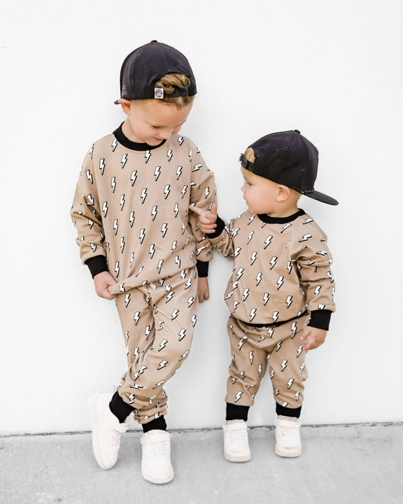 Sand Lightning Bolt Jogger Set (Preorders! Close Nov 21)