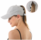 Women's Ponytail Hat- Grey