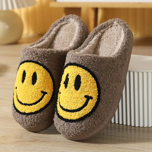 Brown Smiley Face Slippers