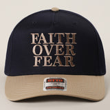 Faith Over Fear- Trucker Hat (Tan & Black)