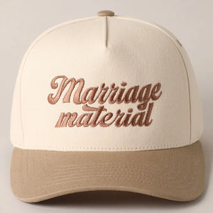 Marriage Material- Trucker Hat (Beige)