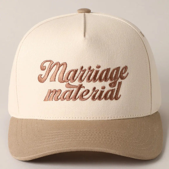 Marriage Material- Trucker Hat (Beige)